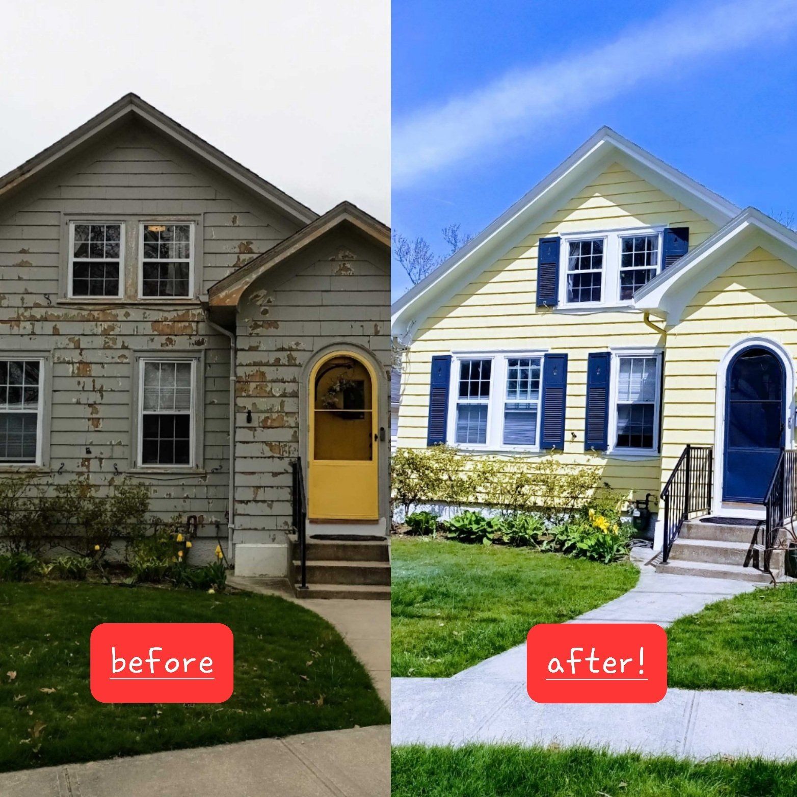 Exterior painting before and after