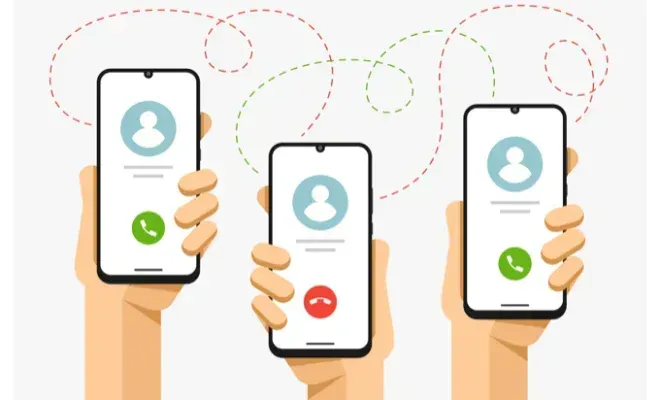 A group of people are holding three phones in their hands.
