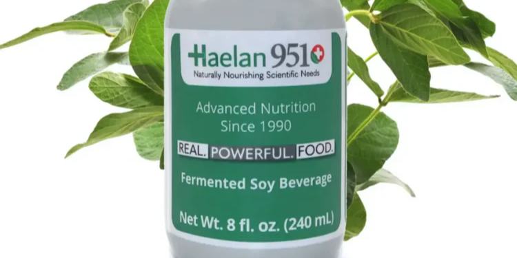 A bottle of haelan 951 fermented soy beverage