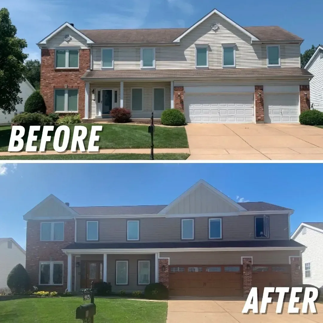 A before and after picture of a house