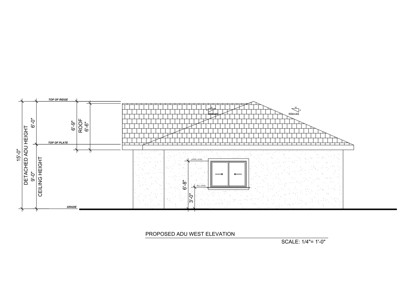 A black and white drawing of a house with a roof and a window.