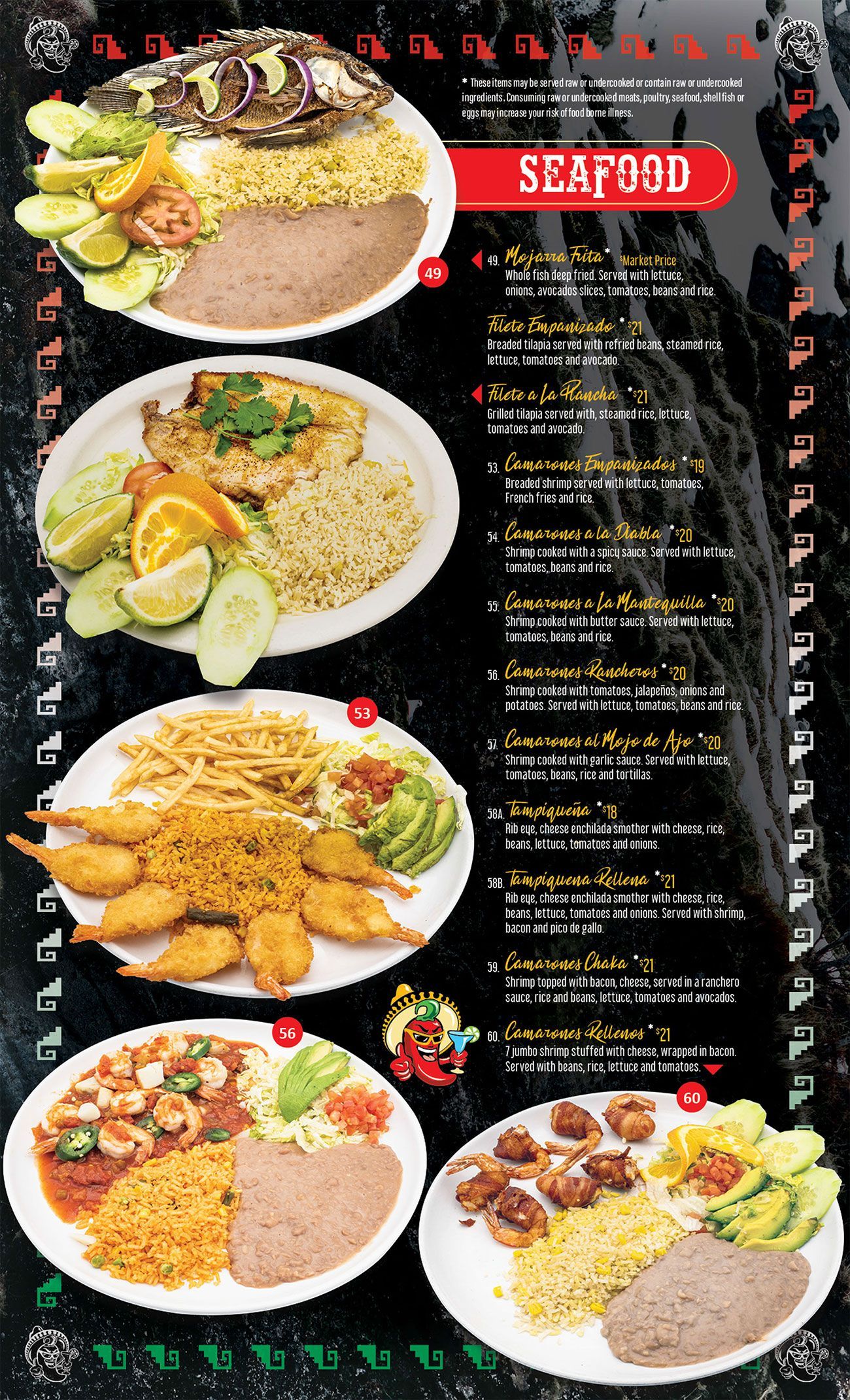 Chakas Mexican Restaurant - Seafood menu