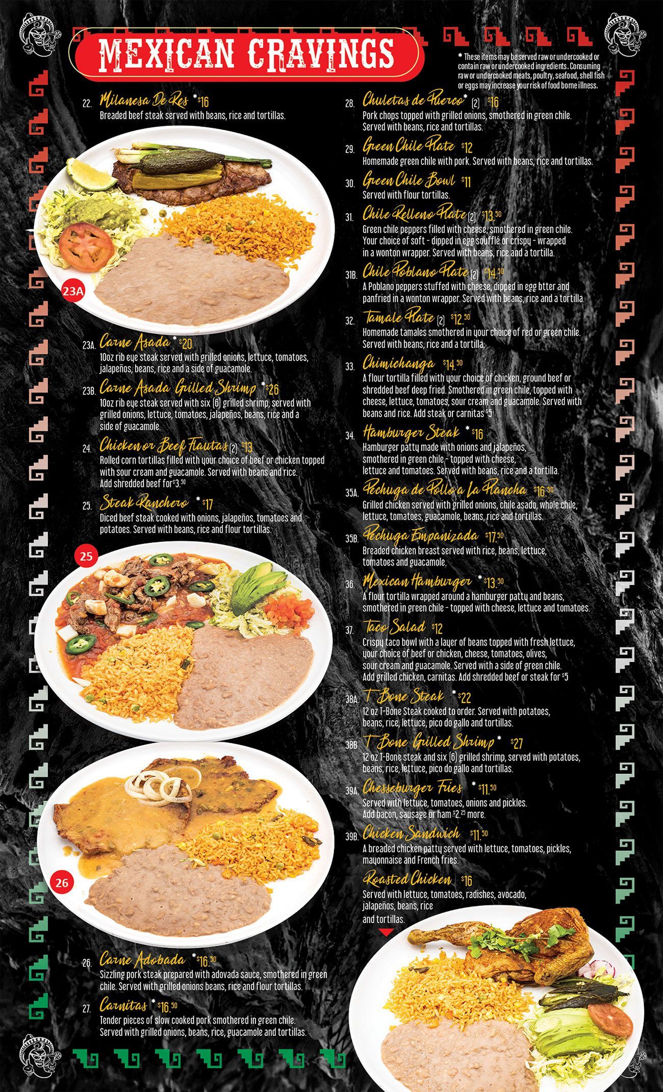 Chakas Mexican Restaurant - Mexican Cravings menu