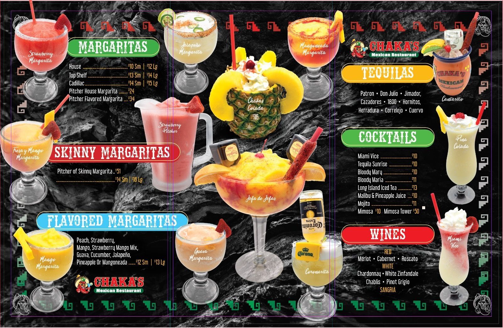 Mexican drinks menu