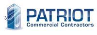 Patriot Commercial Contractors logo with blue building icon and navy text