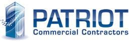 PATRIOT Commercial Contractors logo with blue building icon and text