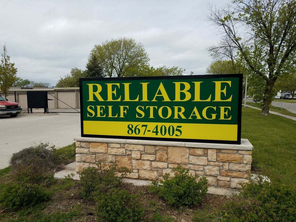 Reliable self storage store sign.