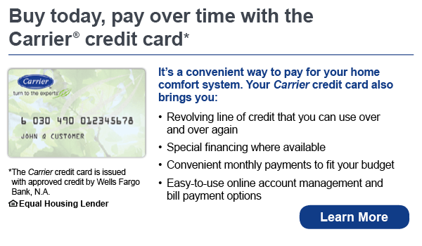 Buy today, pay over time with Carrier® credit card