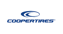 Cooper Tires logo: blue abstract tire graphic above blue text 