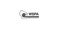 WSPA logo with a stylized black dog and bold black text on a white background