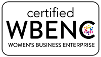 A certified wbenc women 's business enterprise logo on a white background.