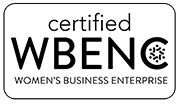 A certified wbenc women 's business enterprise logo on a white background.