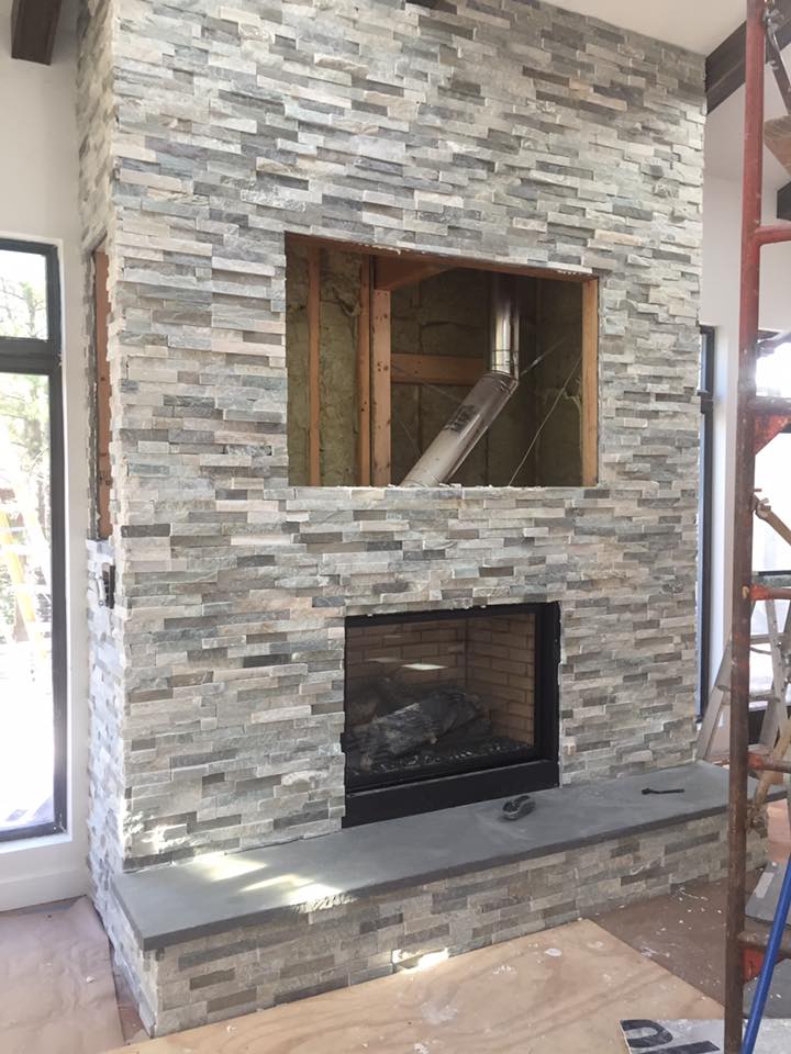 tiled fireplace