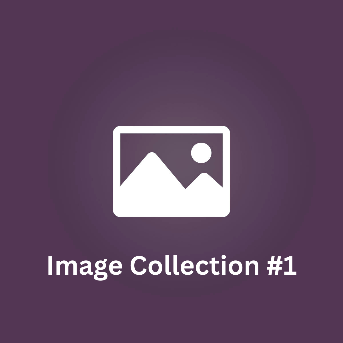 White icon of mountains and a sun on a purple background, labeled