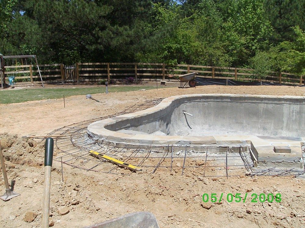 A picture of a swimming pool being built on 05/05/2008