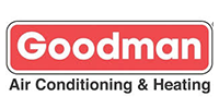 Goodman Air Conditioning & Heating logo in red and white.