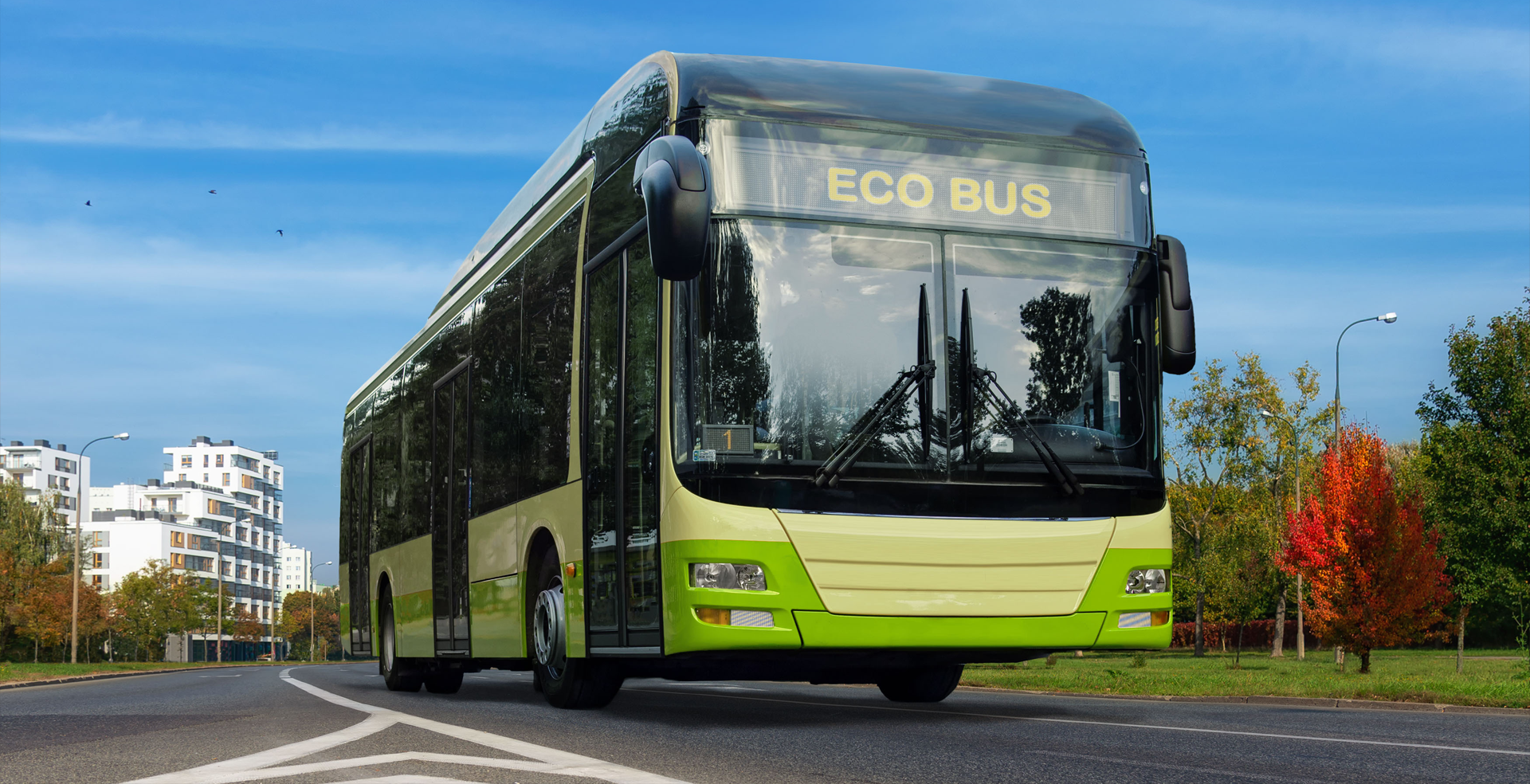 Electric green eco bus