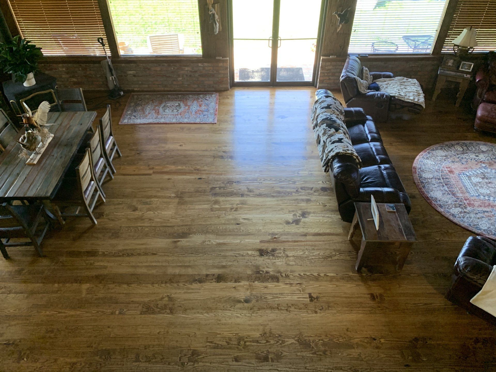 top view of a room with wood floor