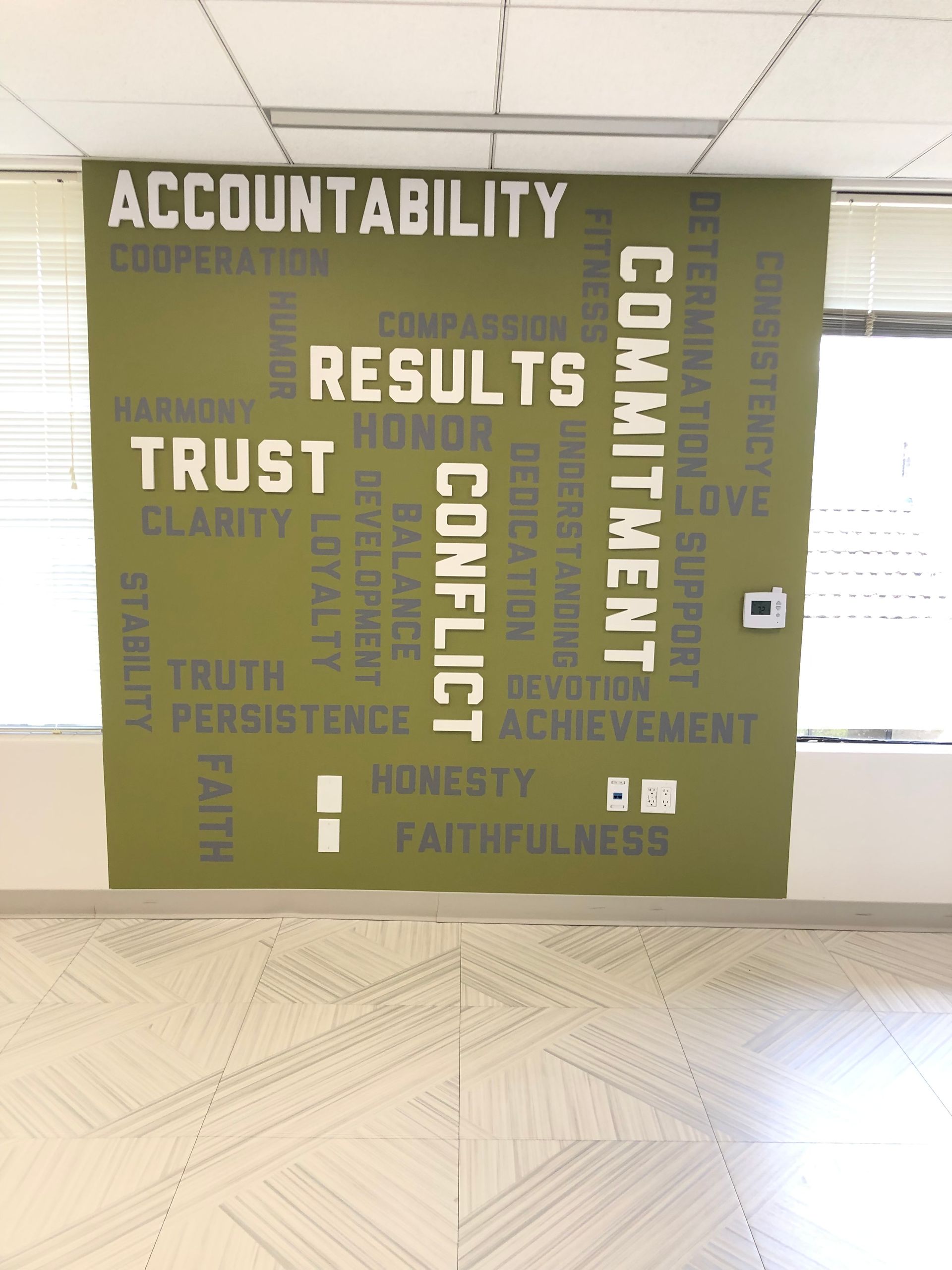 A wall with the word accountability on it