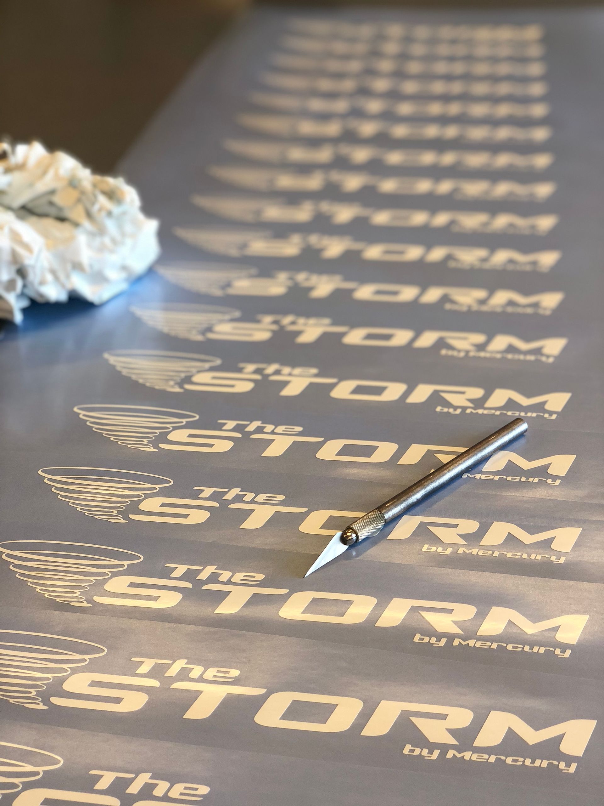 The word storm is on a piece of paper