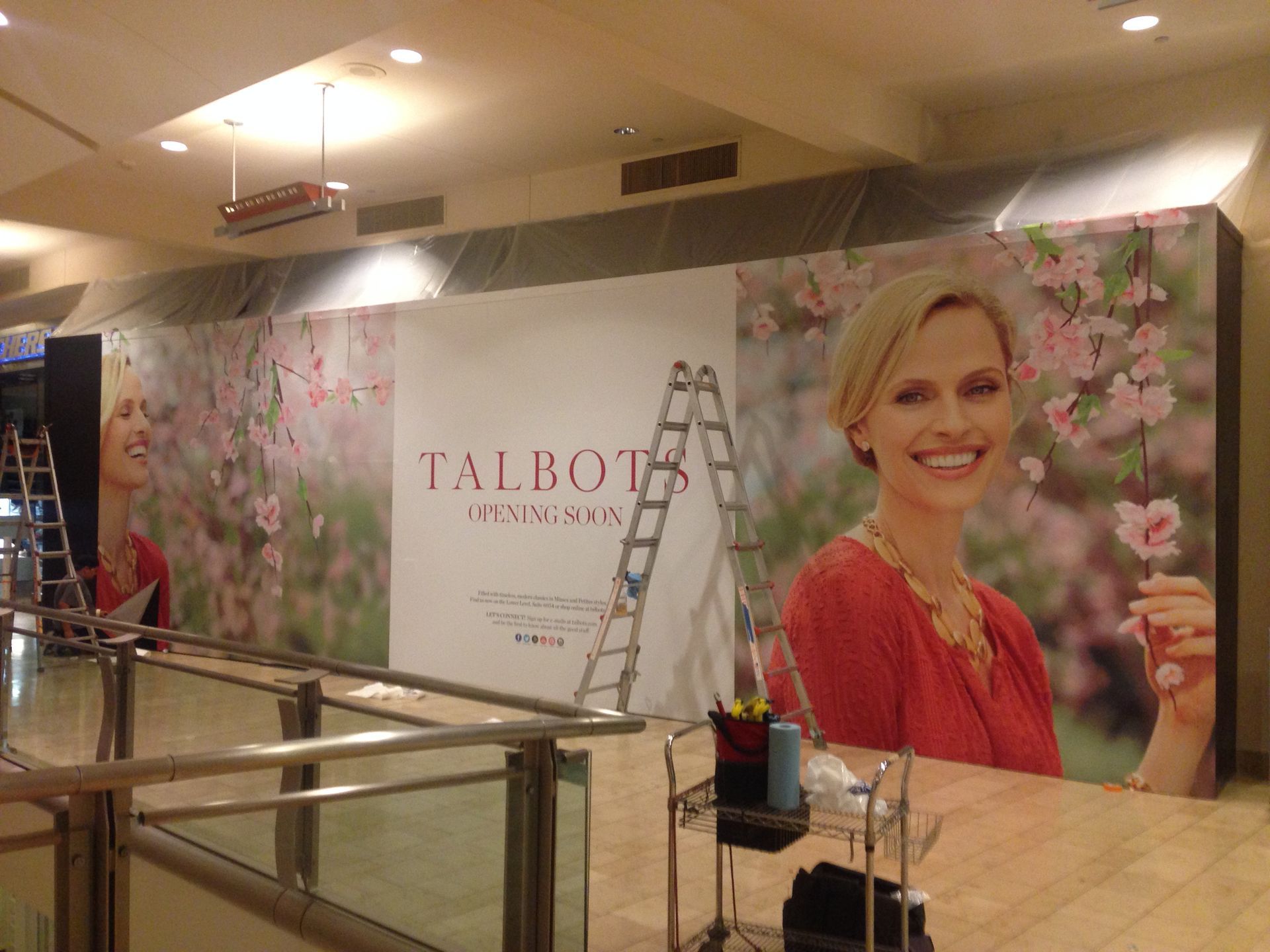 A large wall with a picture of a woman on it