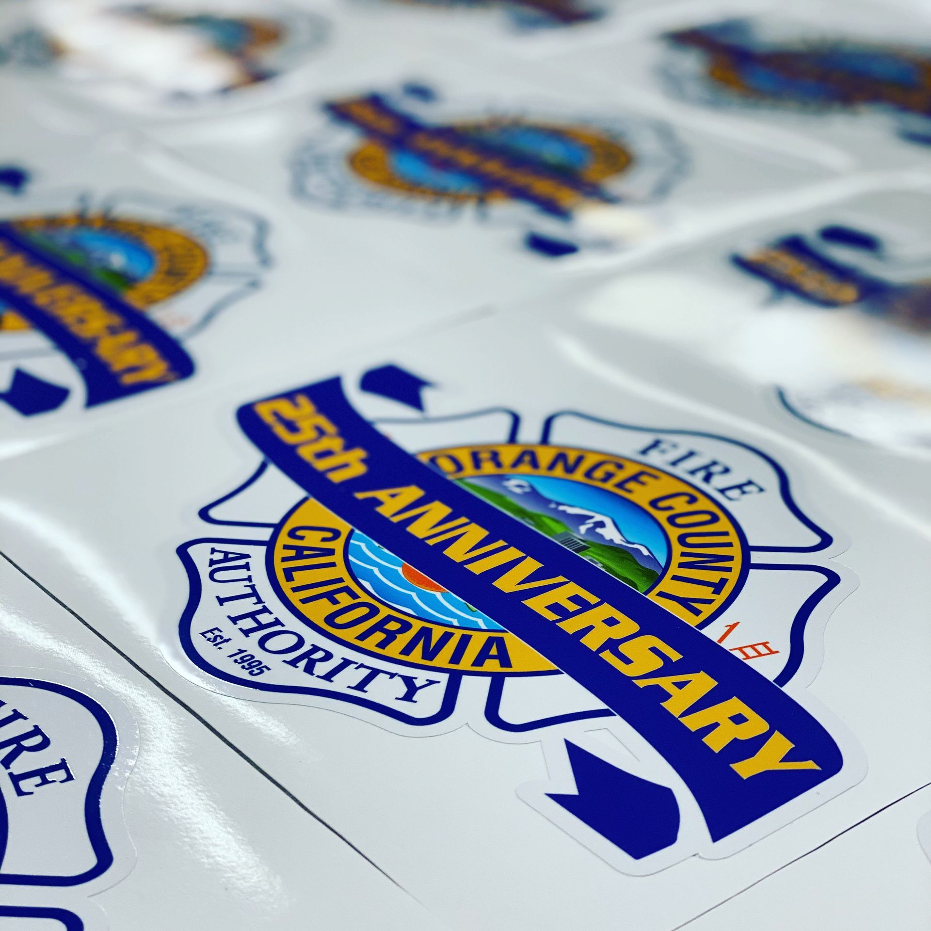 A 25th anniversary sticker for the orange county fire authority
