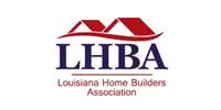 LHBA logo with red roof shapes above blue letters and “Louisiana Home Builders Association” text