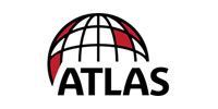 ATLAS logo with a black globe grid and red arcs above bold black text on a white background