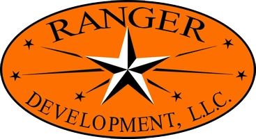 Orange oval logo for Ranger Development, LLC with a black-and-white star and crossed lines
