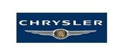 Chrysler logo on dark blue background with silver wings and a gold circle in the middle.