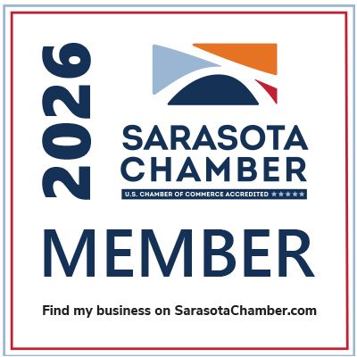 Sarasota Chamber member logo for 2026. Contains logo, MEMBER, and a website link.