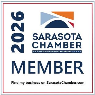 Sarasota Chamber member logo for 2026. Contains logo, MEMBER, and a website link.