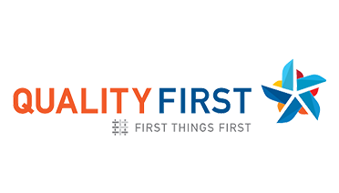 QUALITY FIRST logo with text and a multi-colored star.