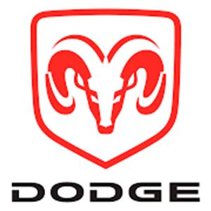 Red Dodge ram logo with the word “DODGE” below on a white background