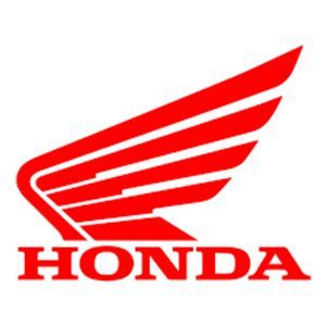 Honda logo with red wing emblem and red text on a white background