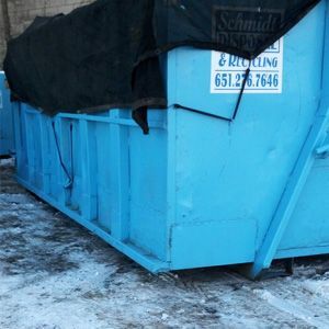 Blue dumpster