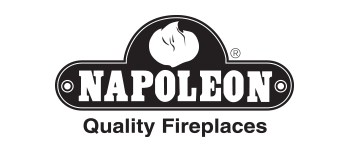 The logo for napoleon quality fireplaces is black and white.