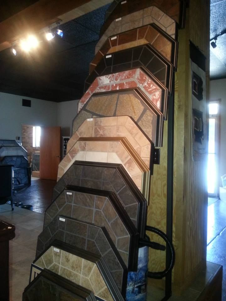 A display of different types of tiles in a store