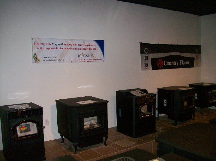 A room with a sign that says country flame on it