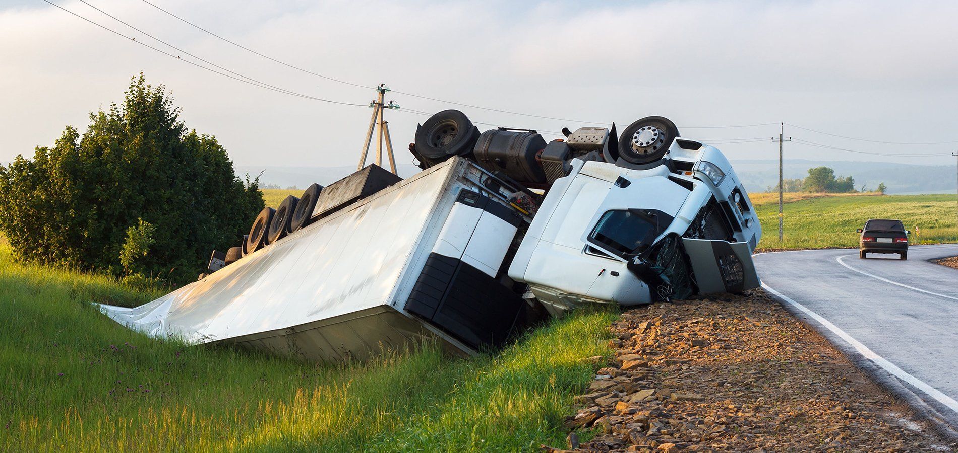 Overturned tractor-trailer