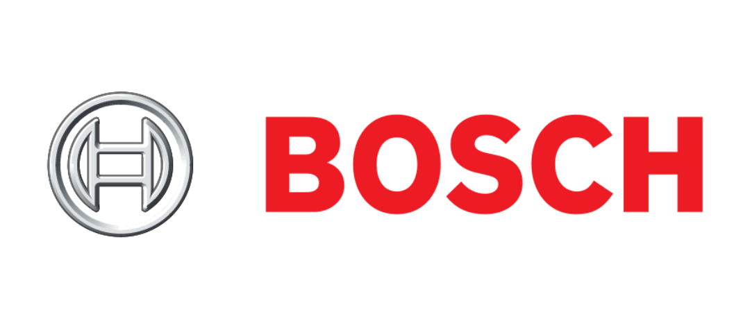 Bosch logo with red wordmark and silver emblem on a white background