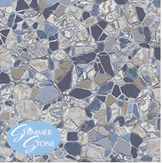 Blue, gray, and tan mosaic tile pattern.