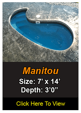 A kidney-shaped swimming pool,