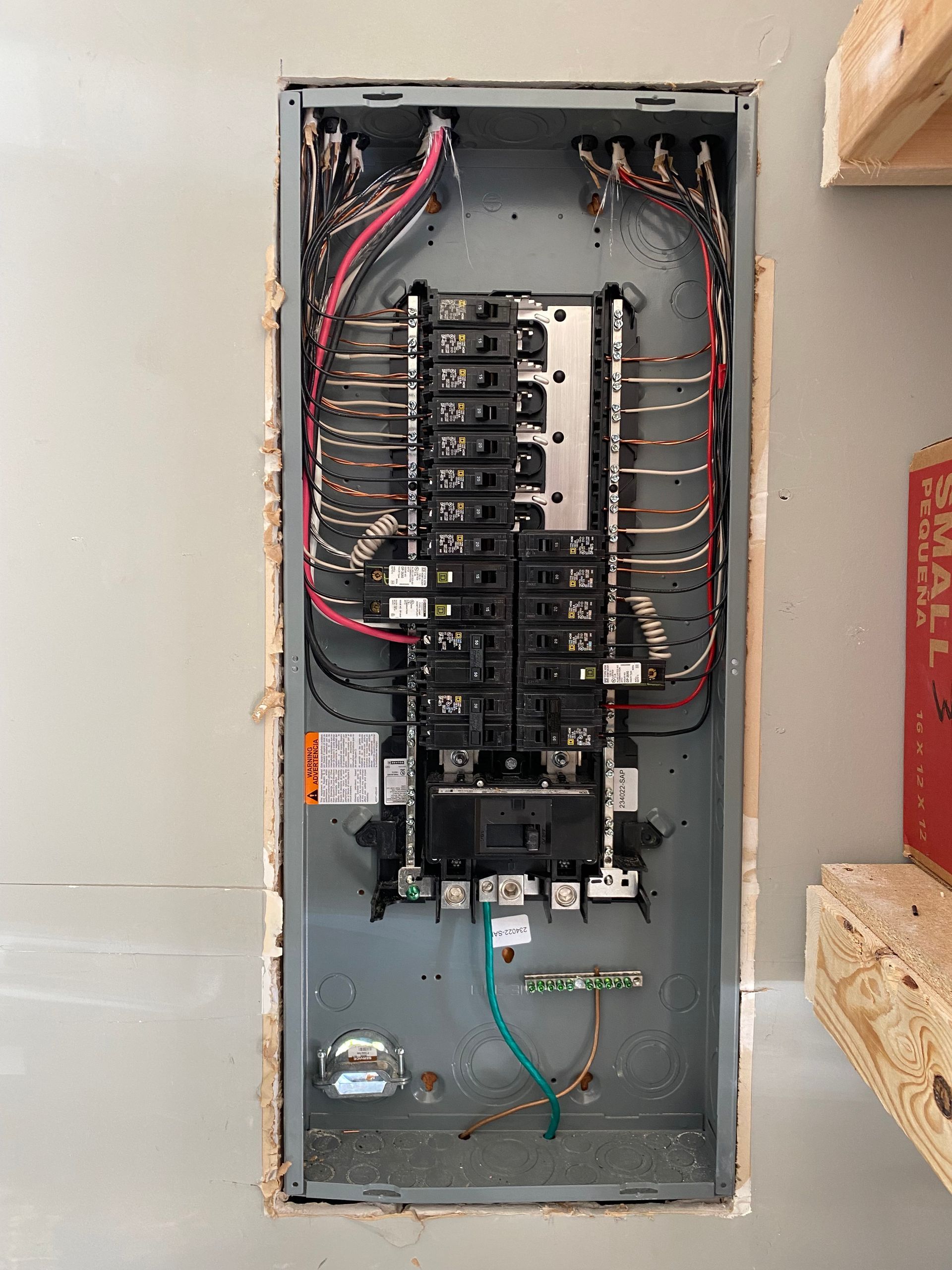 a close-up of an electrical panel on a wall