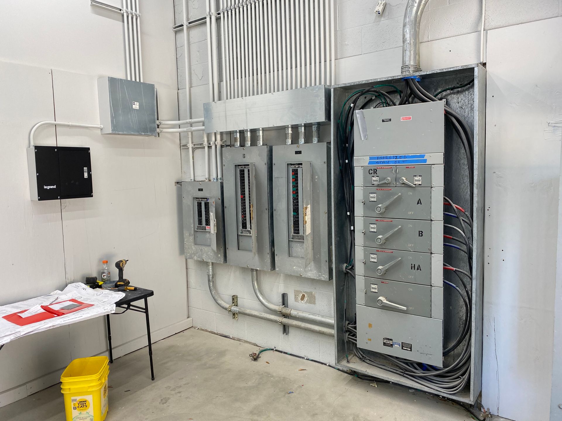 a room with a lot of electrical equipment on the wall