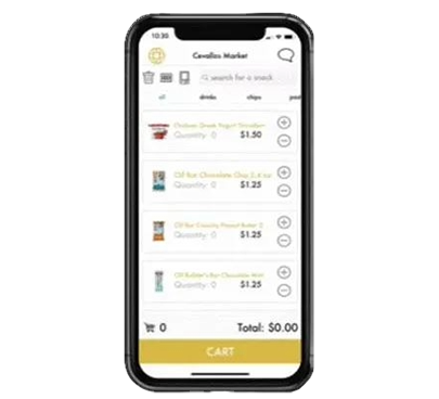 A cell phone displaying an app