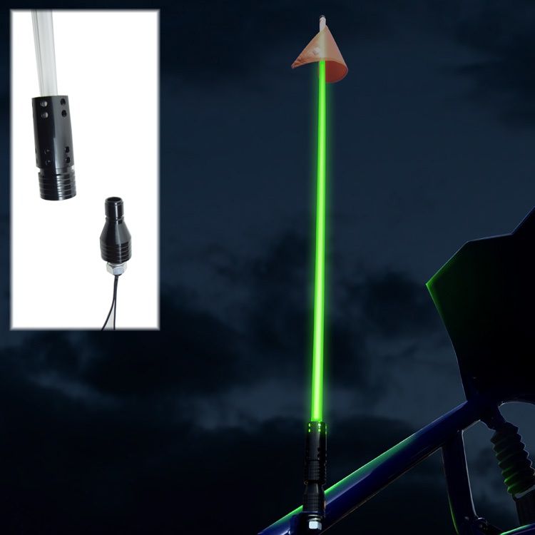 A green light with a red triangle on top of it