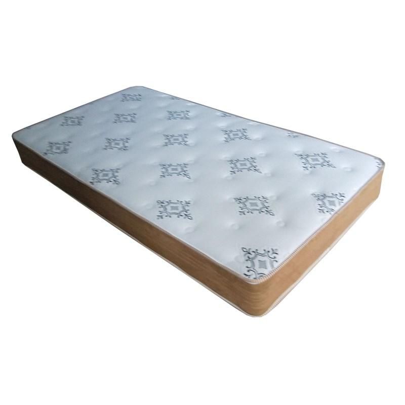 A white mattress with a wooden frame on a white background