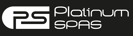 The logo for ps platinum spas is white on a black background.