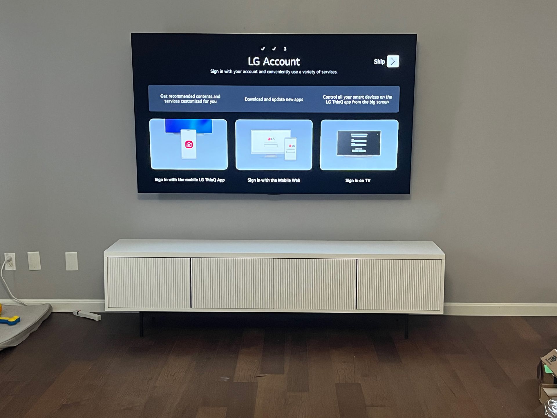 TV screen showing the LG sig in options